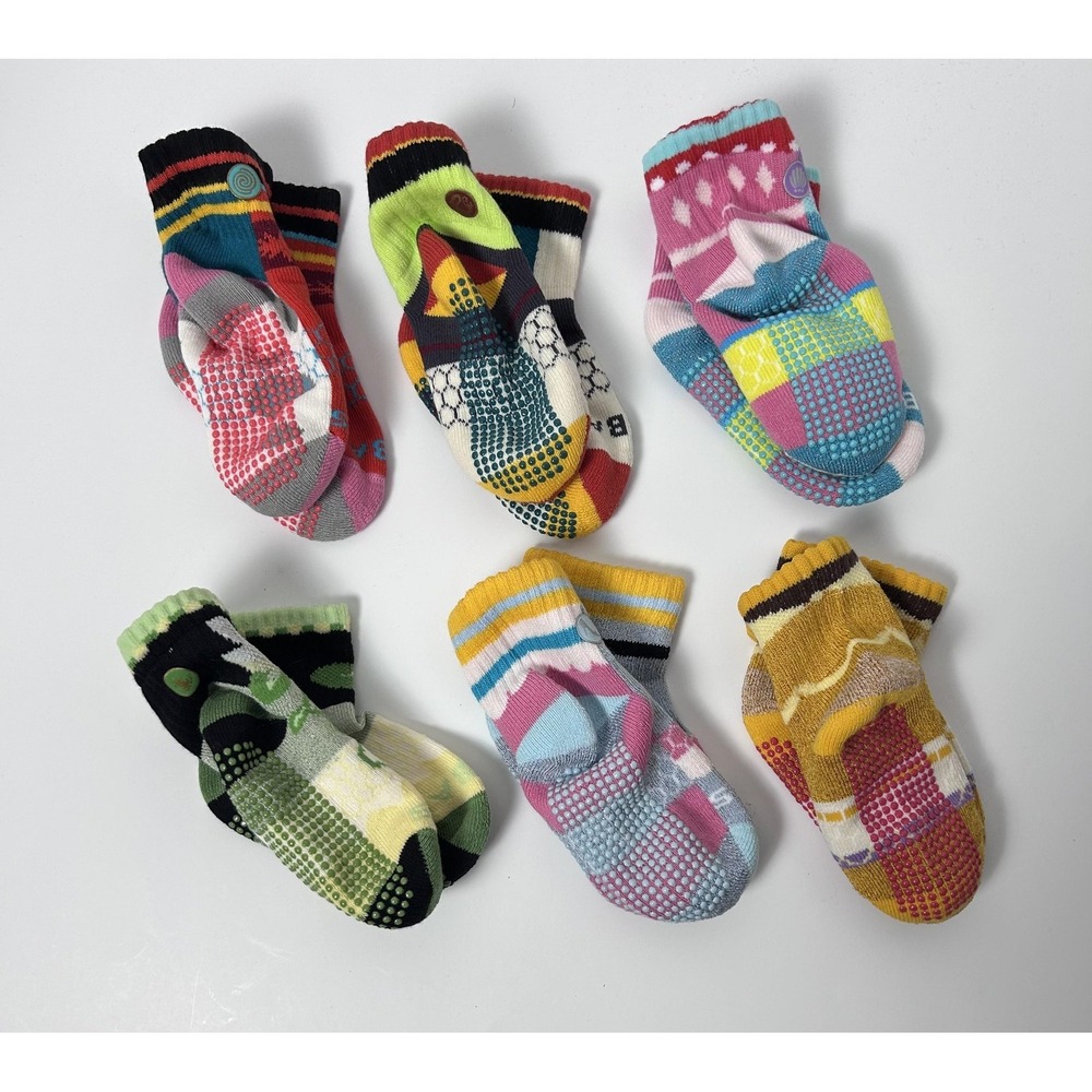 Bombas Disney Anti-Skid Socks Unisex Kids One Size Multicolor Grip 6 Pairs - Picture 3 of 4